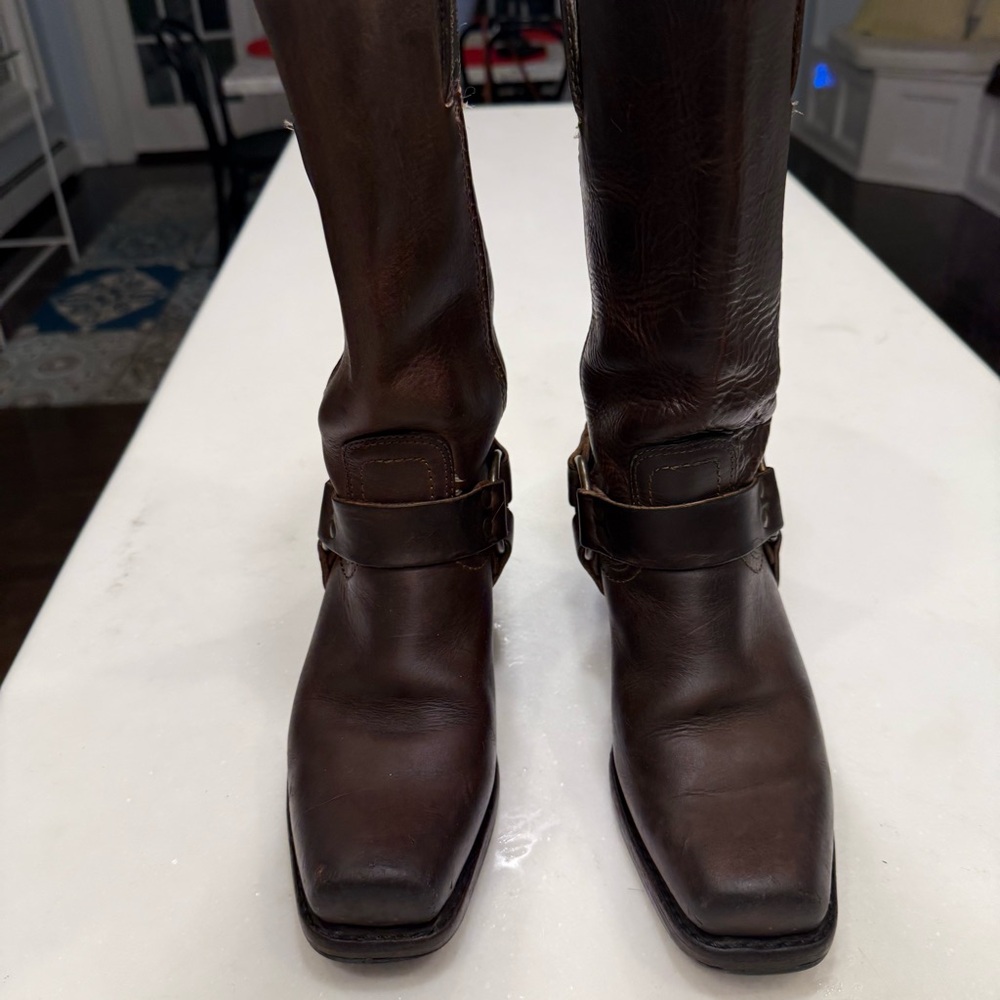 Frye Brown Leather Combat Boots - Picture 7 of 13